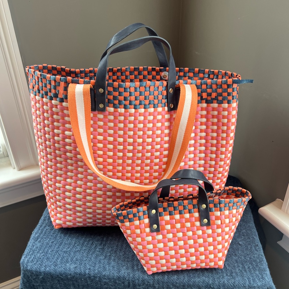 Anthropologie Stylish Woven Tote and Handbag Set